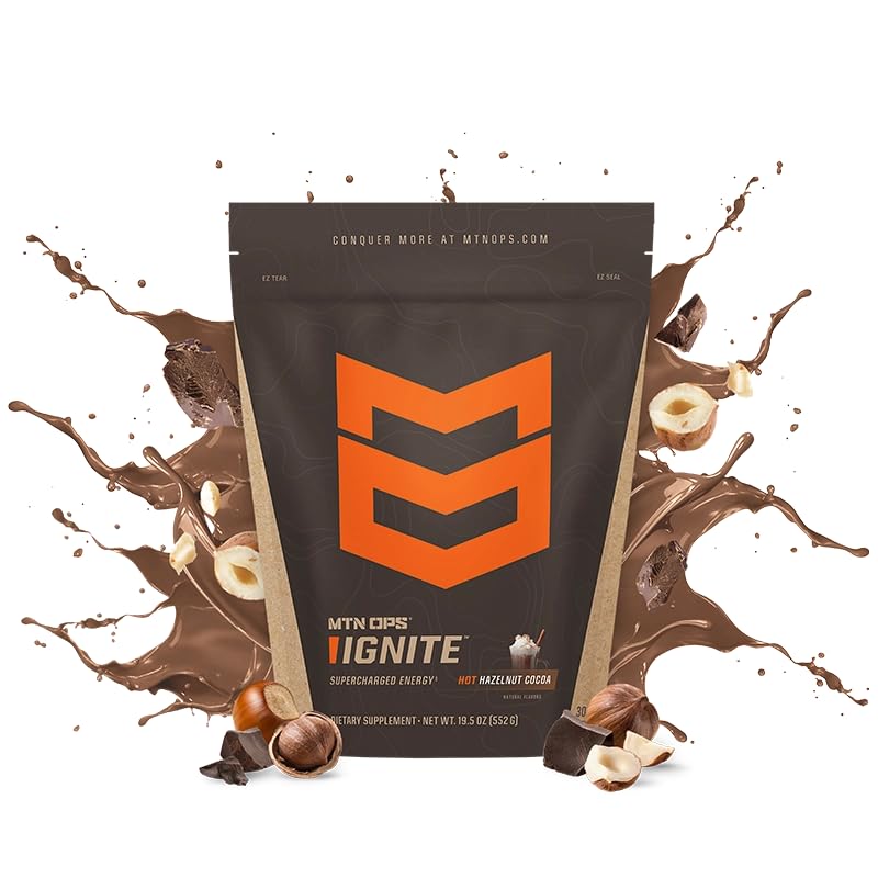 MTN OPS Hot Ignite Supercharged Energy Drink Mix Focus Enhancer, Hazelnut Cocoa MTN OPS uk supplements
