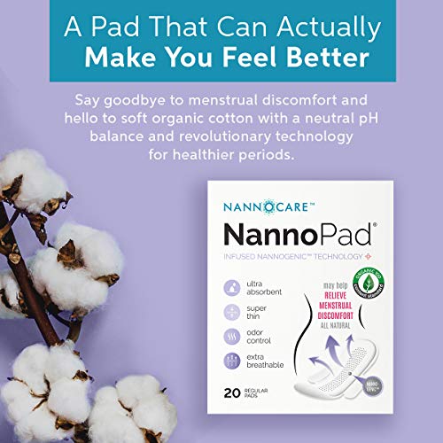 NannoPad Regular Pads for Women - Nannocare Certified Organic Cotton Pads - Pads with Wings NannoPad uk supplements