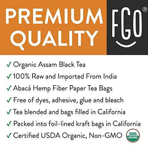 FGO Organic Assam Tea, Eco-Conscious Tea Bags, 100 Count, Packaging May Vary FGO uk supplements