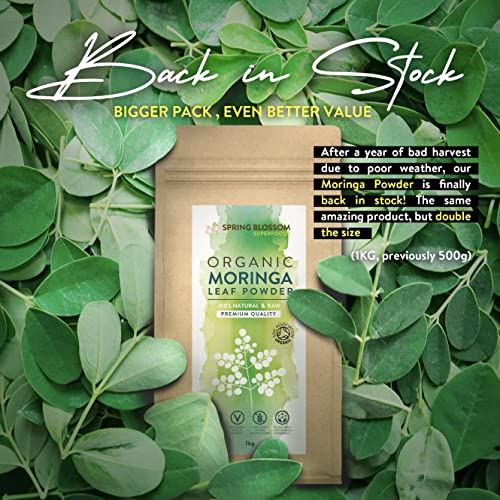 1KG Moringa Superleaf Powder Oleifera 100% Organic Raw Premium Quality Non-GMO Spring Blossom uk supplements
