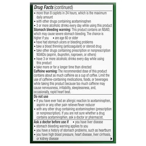Excedrin Extra Strength Caplets for Headache Pain Relief, Acetaminophen 250mg, Aspirin 250mg, Caffeine 65mg, Pain Reliever, 24 count Excedrin uk supplements
