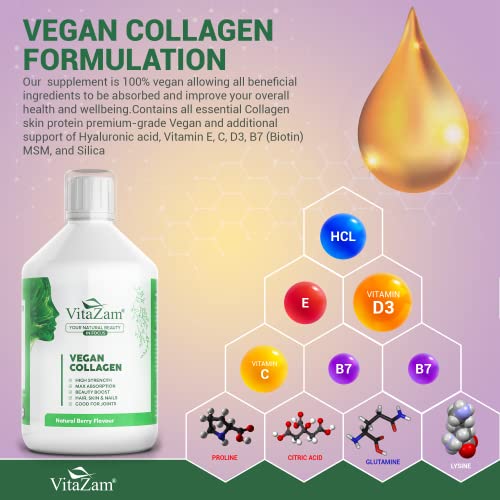 VitaZam Vegan Collagen Liquid 5000mg Hydrolyzed Collagen Peptides for Women VitaZam uk supplements