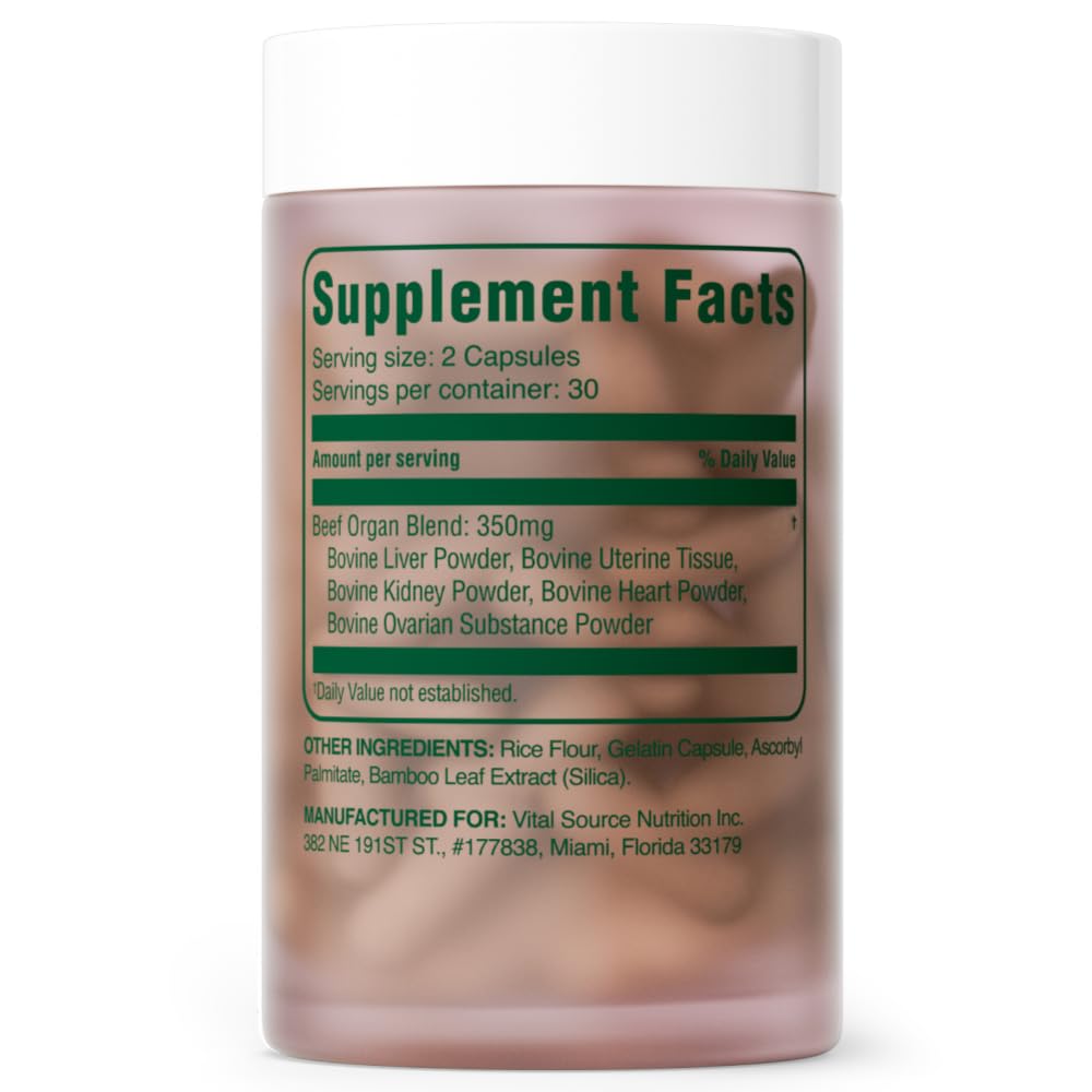 Vital Source Nutrition - BiFi Capsules - Premium Primal Organ Blend - Supports Hormone Health, Energy, Stamina & Clarity - Daily Vitality - Ancestral Supplements for Women - No Artificial Ingredients Vital Source Nutrition uk supplements