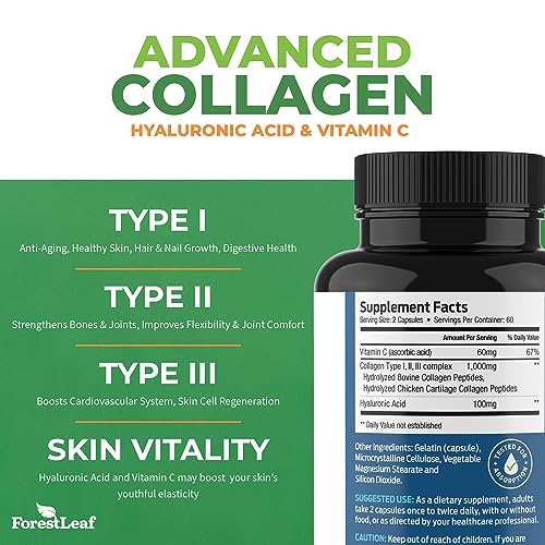 ForestLeaf Multi Collagen Pills with Hyaluronic Acid + Vitamin C, 120 Caps ForestLeaf uk supplements