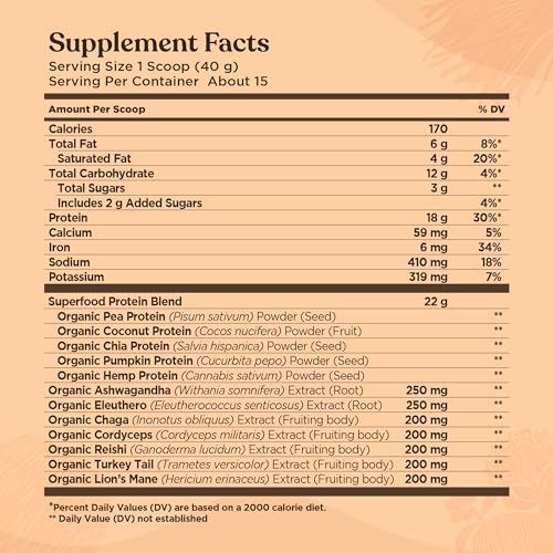 Four Sigmatic Organic Plant-Based Protein Powder Creamy Cacao Protein with Lion’s Mane Four Sigmatic uk supplements