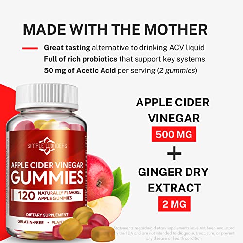 Apple Cider Vinegar Gummies with The Mother - ACV Gummies for Detox, Cleansing & Immune Support SIMPLE WONDERS uk supplements