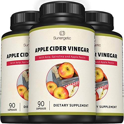 Sunergetic Premium Apple Cider Vinegar Capsules – Includes Apple Pectin, Spirulina Sunergetic uk supplements