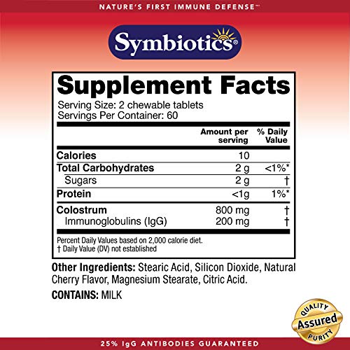 Symbiotics Colostrum 120ct Chewables Plus - Immunity Support for Adult & Kids Symbiotics uk supplements
