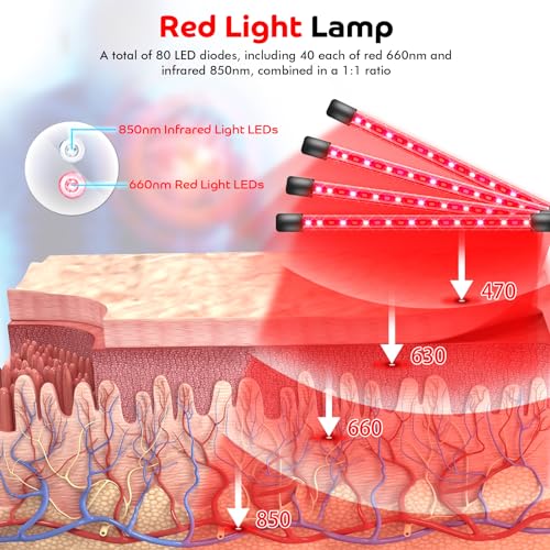 Devowellte Red Light Lamp for Face, 80 LEDs Red Light Lamp Height Free Adjustment Infrared Light Devowellte uk supplements