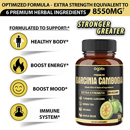 Premium Garcinia Cambogia 20:1 Extract Capsules 8550 mg - with Green Tea, Arjuna agobi uk supplements