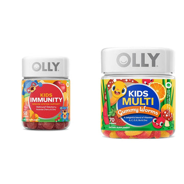 OLLY Kids Immunity Gummy, Immune Support, Wellmune, Elderberry, Vitamin C, Zinc & Kids Multivitamin Gummy Worms, Overall Health and Immune Support, Vitamins and Minerals A, C, D OLLY uk supplements