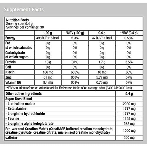 BIOTECH USA Supernova 282 g | Pre-Workout Booster - 30 Servings | Energy Powder Biotech USA Nutrition uk supplements