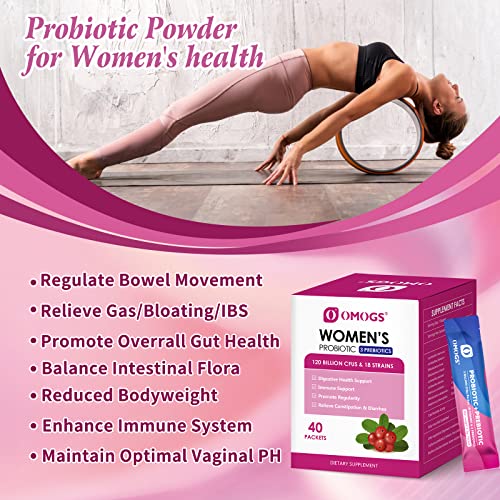 OMOGS Women's Probiotic,120-Billion-CFUs, 18 Strains, with 3 Prebiotics and Cranberry OMOGS uk supplements