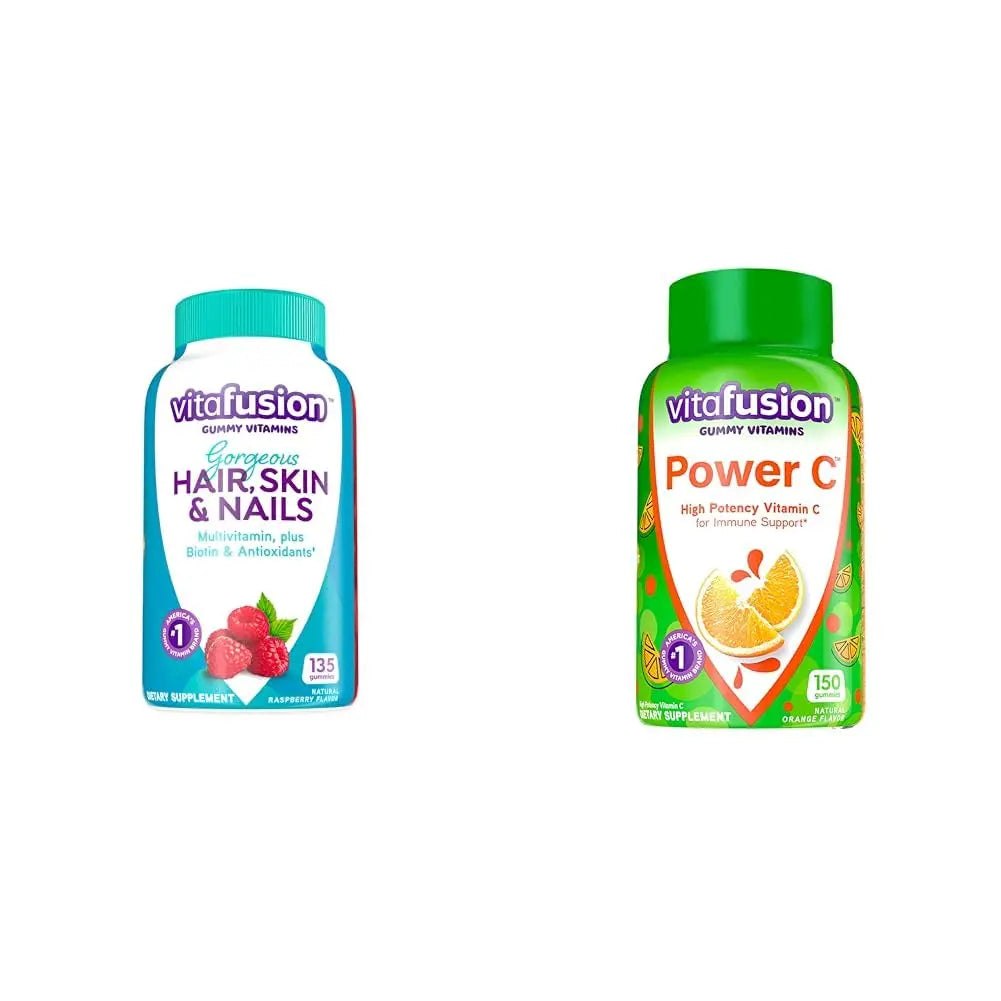 Vitafusion Gorgeous Hair, Skin & Nails Multivitamin Plus Power C Vitamin C Gummies for Immune Support Bundle, 135ct & 150 Count Vitafusion uk supplements
