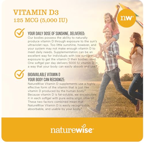 NatureWise Vitamin D3 5000iu (125 mcg) Healthy Muscle Function, and Immune Support NatureWise uk supplements