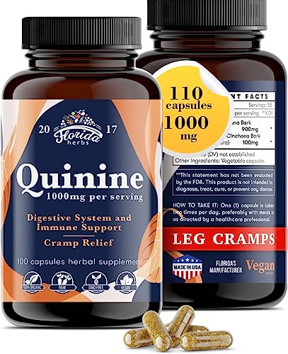 Leg Cramps Support Organic Pills - 1000 mg - Quinine Tablets for Cramp Defense FLORIDA HERBS uk supplements