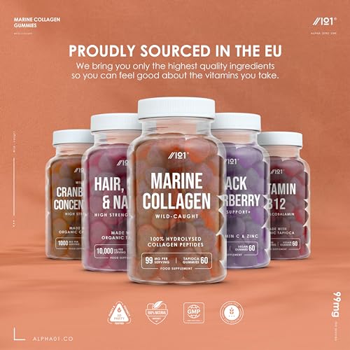 Marine Collagen Gummies - Wild-Caught Marine - Tapioca Based - High Potency Hydrolysed Marine Collagen Gummies ALPHA01 uk supplements