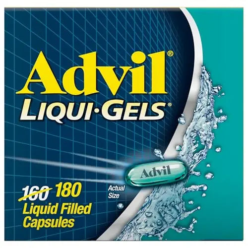 Advil Liqui-Gels Pain Reliever and Fever Reducer, Pain Medicine for Adults with Ibuprofen 200mg for Headache, Backache, Menstrual Pain and Joint Pain Relief - 180 Liquid Filled Capsules Advil uk supplements