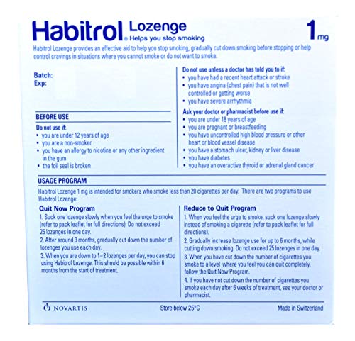 Habitrol Nicotine Lozenge Mint Flavor 216 Lozenges (1mg) Habitrol uk supplements