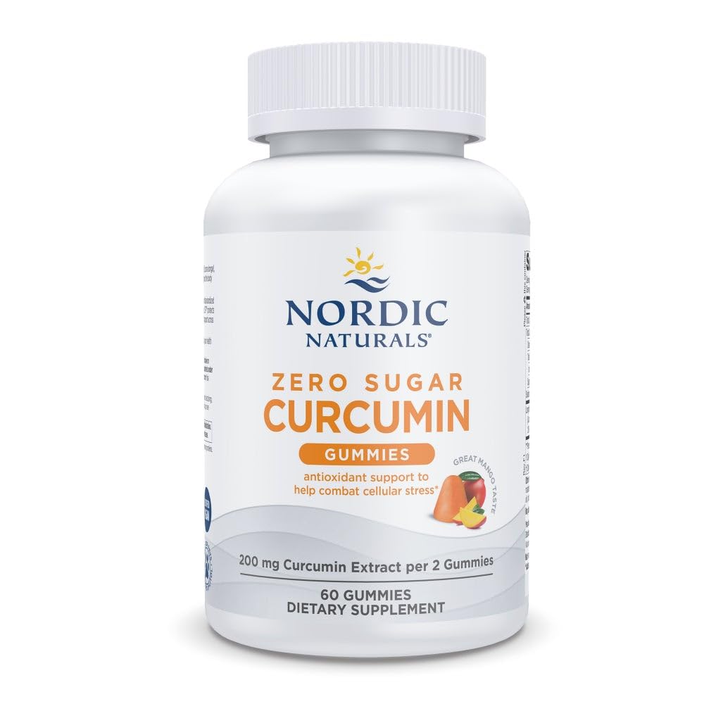 Nordic Naturals Zero Sugar Curcumin Gummies, Mango - 60 Gummies - 200 mg Optimized Curcumin Extract - Great Taste - Antioxidant Support, Healthy Metabolic Balance - Non-GMO, Vegan - 30 Servings Nordic Naturals uk supplements