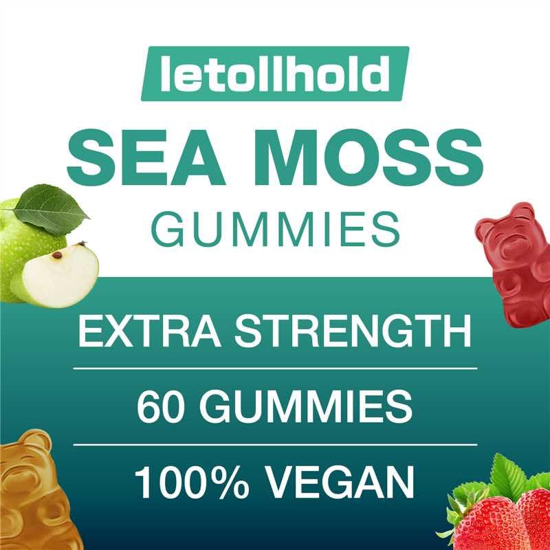 Sea Moss Gummies - Irish Sea Moss Gummies Advanced for Adults with Ashwagandha Bladderwrack & Burdock Root for Supports Immune，Energy - 60 Vegan Gummy,5PCS letollhold uk supplements