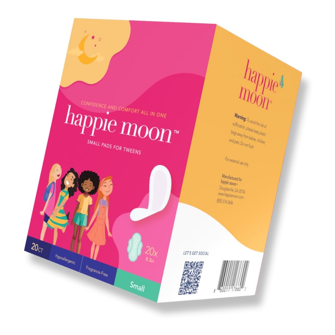 happie moon Tween and Teen Pads | Small Organic Cotton Cover Period Pads | Ultra Thin Cotton Pads Happie Moon uk supplements