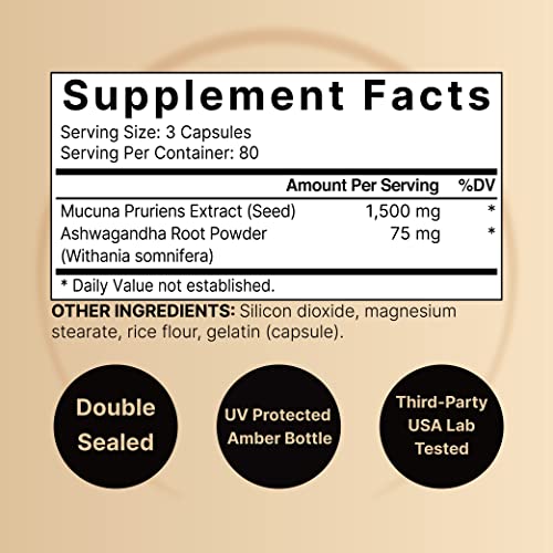 Mucuna Pruriens Capsules, Triple Strength 1500mg Per Serving, 2 in 1 Formula NatureBell uk supplements