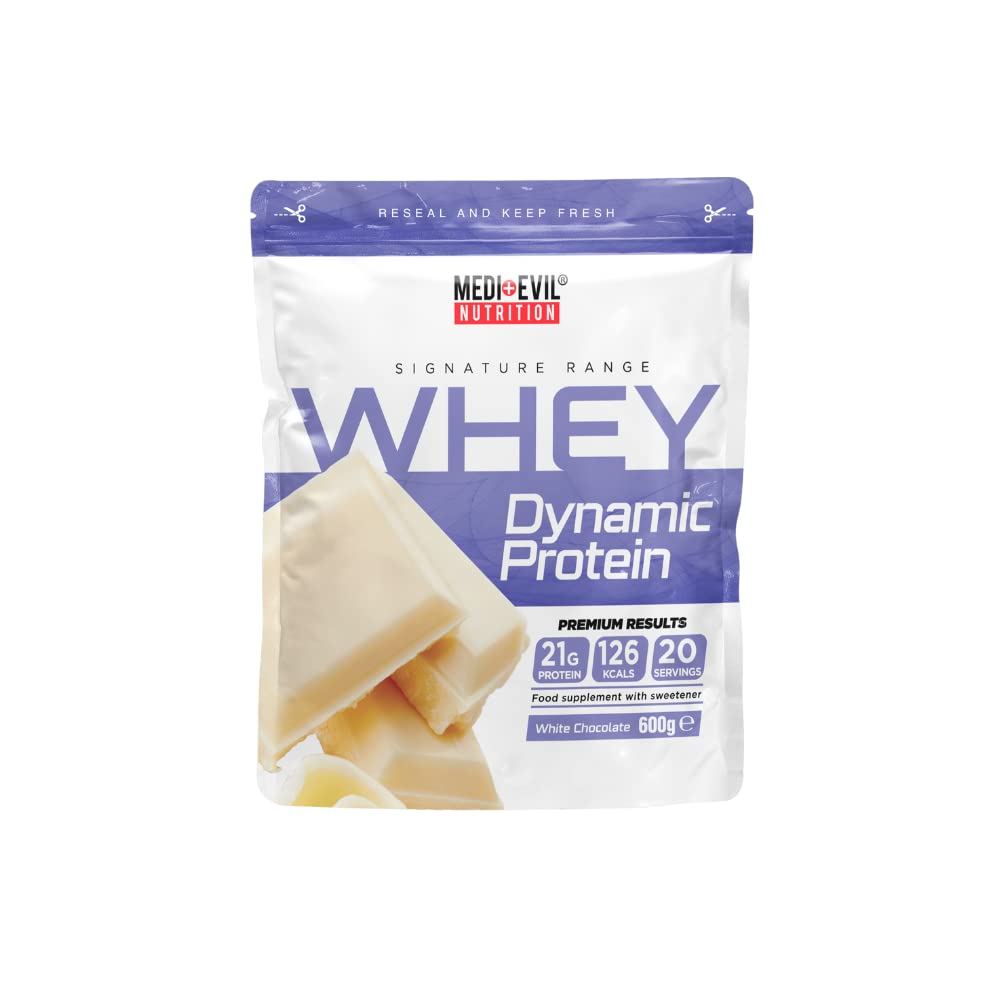 Medi-Evil Nutrition Whey Dynamic Protein, White Chocolate Flavour, 600g, 20 Servings Medi-Evil uk supplements