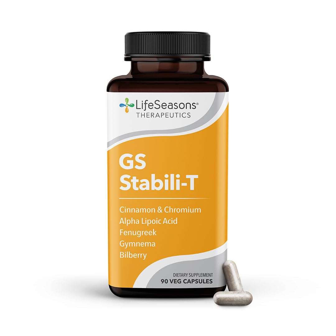 LifeSeasons GS Stabili-T - Blood Sugar Support Supplement - Healthy Circulation & Vision - Maintain Normal Levels - Chromium Cinnamon Gymnema Bilberry & Alpha Lipoic Acid - 90 Capsules LifeSeasons uk supplements