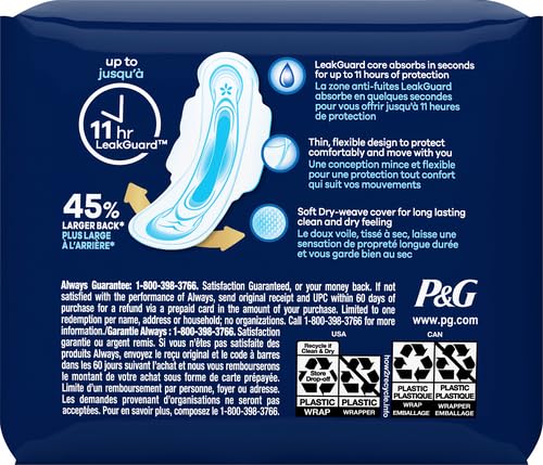 Always Ultra Thin Size 4 Overnight Pads With Wings Unscented, 14 Count (3700030165) Always uk supplements