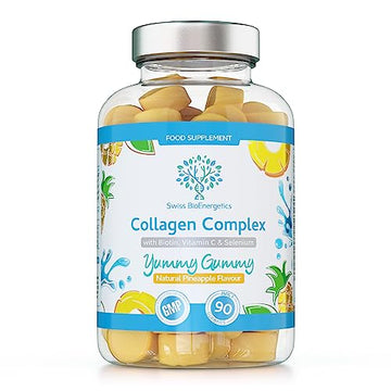 Collagen Complex - 90 Natural Pineapple Flavour Chewable Yummy Gummies swiss bioenergetics uk supplements