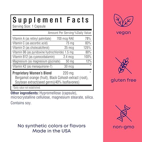 Her Own Menoprim, Menopause Support, Female Hormonal Balance Capsules for Night Sweats, Hot Flashes & Mood Swing Support, Bergamot Orange & Black Cohosh Root, 60 Capsules her own uk supplements