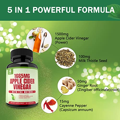 Sugar Free Apple Cider Vinegar Capsules with The Mother, New Formula with Milk Thistle EnvyDeal uk supplements
