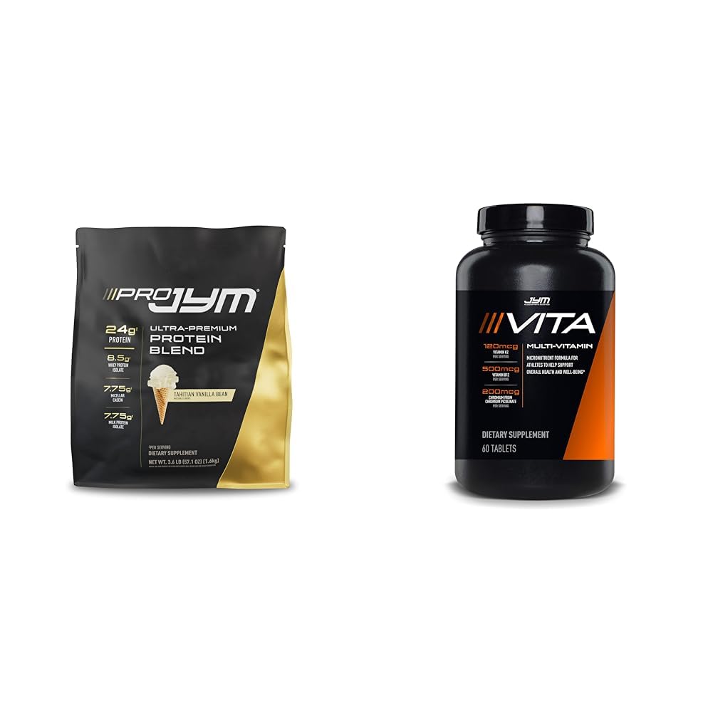 JYM Supplement Science PRO JYM 45 Servings - Tahitian Vanilla Bean & tamin & Mineral Support, Vitamin A, C, B6, B12, E, K, Boron, Biotin, Potassium 60 Tablets JYM Supplement Science uk supplements