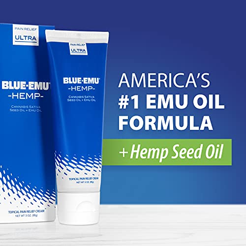 BLUE-EMU Ultra Hemp Arthritis Pain Relief Cream for Fast Joint & Muscle Relief, 3 Oz, 1 Pack BLUE-EMU uk supplements