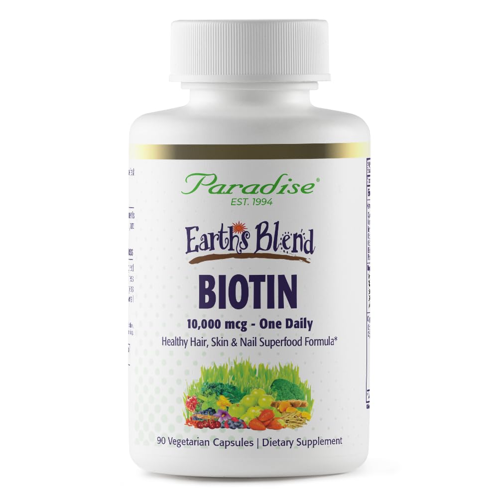 Paradise Herbs Earth's Blend Biotin Supplement, Hair, Skin & Nails, Whole Body Health, Vegan, Non-GMO, 90 Vegetarian Capsules Paradise Herbs uk supplements