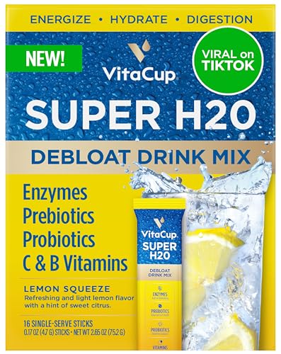 VitaCup Super H2O Bloating Relief and Digestive Health Drink Mix Packets, Probiotics VitaCup uk supplements