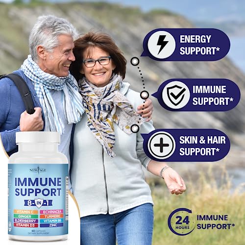 NEW AGE 8 in 1 Immune Support Booster Supplement with Echinacea, Vitamin C and Zinc NEW AGE uk supplements