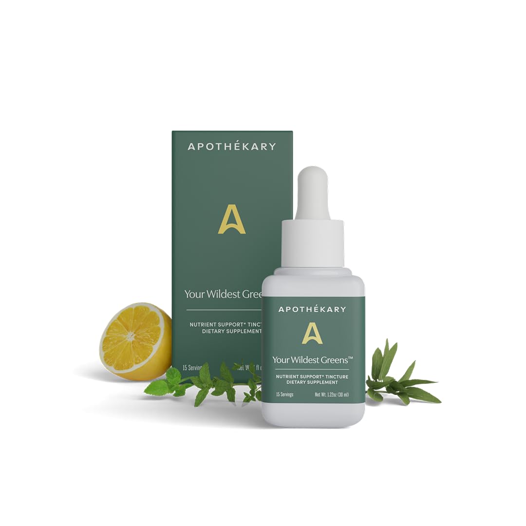 Apothékary Your Wildest Greens Herbal Liquid Drops, All-in-One Daily Superfood Supplement, Vitamin & Mineral Support, 5X Potency of Greens Powders, Sugar Free, Calorie Free, (15 Servings) 1.22oz Apothékary uk supplements