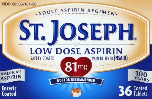 St. Joseph Aspirin Pain Reliever (NSAID) 81mg, Enteric Safety Coated, Adult Low Dose Regimen, 36 ct St. Joseph uk supplements