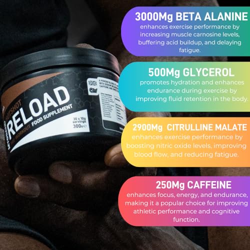 MYOBAND Hotshot Reload Pre-Workout Protein Powder Food Supplement 300g - Cola Kube MYOBAND uk supplements