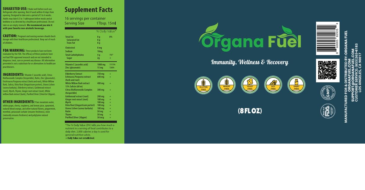 Organa Fuel 30-Day Supply: Advanced Liquid Immune Support Supplement, Supports Cellular, Gut & Organ Health, Vitamins, Minerals, Superfoods, Antioxidant. for Adults & Kids 12+ - 8 fl oz (Pack of 1) Organa Fuel uk supplements