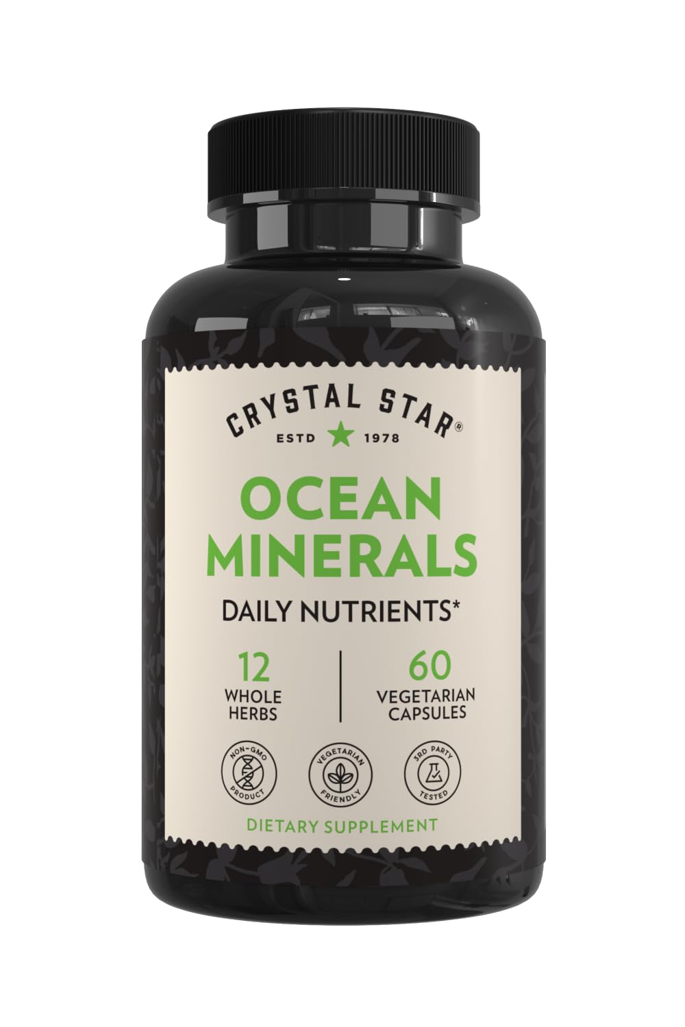 Crystal Star Ocean Minerals Supplement (60 Capsules) – Daily Herbal Supplement for Bone Health & Collagen – Sea Buckthorn, Spirulina & Organic Alfalfa - Non-GMO Crystal Star uk supplements