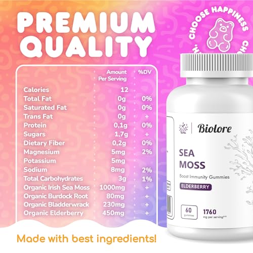 Biolore Sea Moss Gummies with Elderberry, Contains Irish Sea Moss, Organic Extract Biolore uk supplements