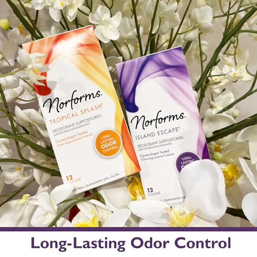 Norforms Feminine Deodorant Suppositories, Long Lasting Odor Control, Tropical Splash Scent Norforms uk supplements