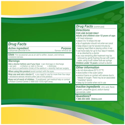 Debrox Ear Wax Removal Drops, Gentle Microfoam Ear Wax Remover, 0.5 Fl Oz Debrox uk supplements