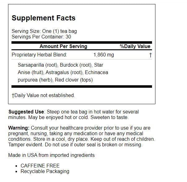 Bio Nutrition Lymph Support Tea Cleanse and Detox 30 Bag(S) Bio Nutrition uk supplements