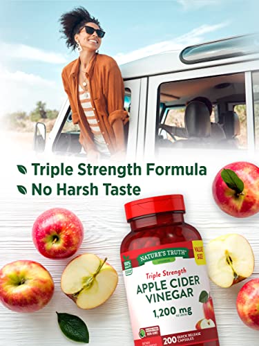 Nature's Truth Apple Cider Vinegar Capsules | 1200mg | 200 Pills | Extra Strength | Value Size Nature's Truth uk supplements