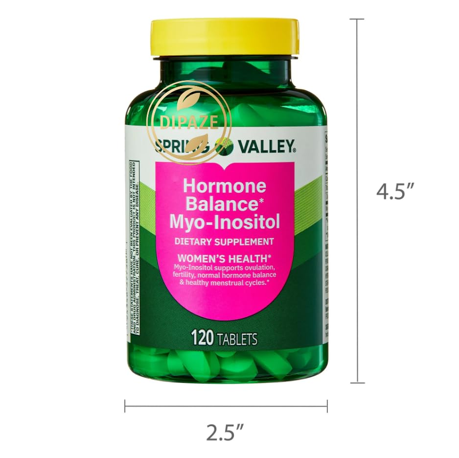 Spring Valley Hormone Balance Myo-Inositol 2000mg Dietary Supplement Tablets, 120 Count + Dipaze Gift (Container) Aus Healthcare uk supplements