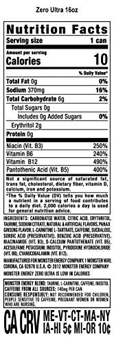 Monster Energy Zero Ultra, Sugar Free Energy Drink, 16 Ounce (Pack of 15) Monster Energy uk supplements